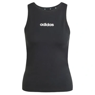 Abbildung von adidas Damen Essentials LINEAR Slim Cotton Tank, Black/White, XL