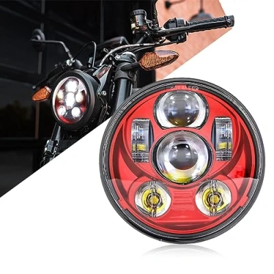 Abbildung von SKUNTUGUANG Roter 5,75 Zoll runder LED Scheinwerfer für Motorrad XL 1200C (rot)