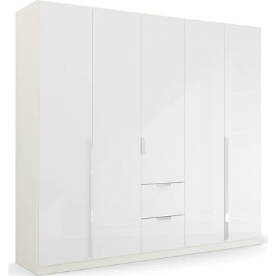 Abbildung von Rauch Möbel Glamour by Quadra Spin Schrank Drehtürenschrank, Hochglanz Weiß / Weiß, 5 trg., inkl. 3 Kleiderstangen, Einlegeböden, 2 Schubkästen, BxHxT 226x210x54 cm