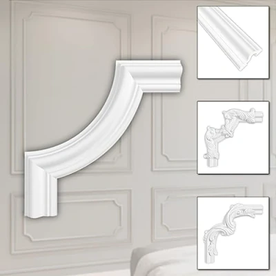 Abbildung von HEXIM Zierleiste HCR517 1, 2 Ecken, Eckstück aus PU Polyurethane extrem widerstandsfähig, schneeweiß &amp; modern (2 Stück 1) Stuckdecke Bilderrahmen Kassetierung Barocke