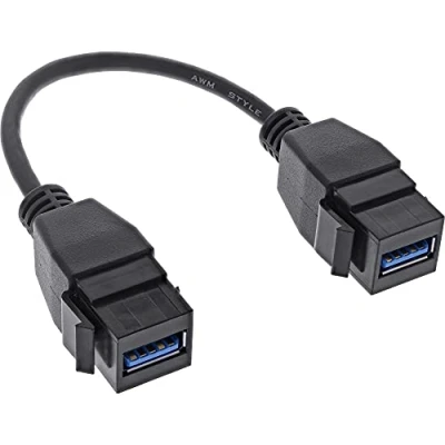 Abbildung von InLine® USB 3.2 Gen1 2X Keystone Adapterkabel, A Buchse, 0,2m
