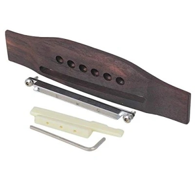 Abbildung von Yibuy Set mit 6 Saiten Akustik Gitarre Palisander Steg &amp; Sattelmuttern Verstellbarer Schaft