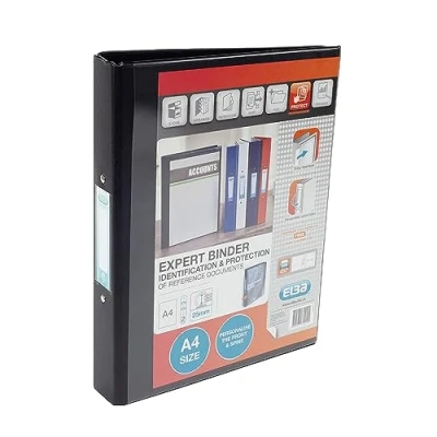 Abbildung von Emgee Ringmappe PVC mit transparenter Fronttasche 2 O Ringe 25 mm A4 10 Stück schwarz