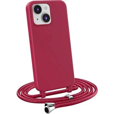 Abbildung von MyGadget Handykette für iPhone 15 [ Hülle mit verstellbaren Band ] TPU Handyhülle Handyband zum Umhängen Kordel Schnur Case Schutzhülle Bordeaux