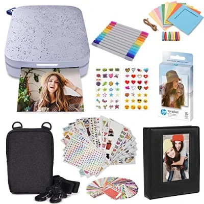 Abbildung von HP Sprocket Portable 2x3 Zoll Sofortbilddrucker (Lila) Starter Kit