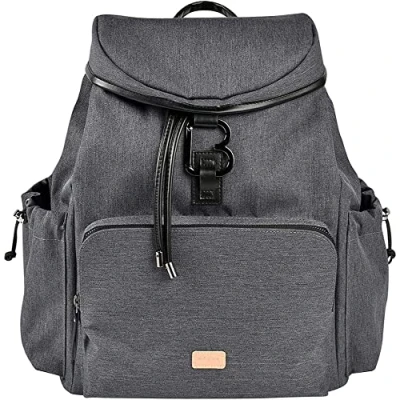 Abbildung von BÉABA, Wickeltasche, Wickelrucksack, Großes Fassungsvermögen 22 l, 13 Aufbewahrungsfächer, Umfangreiches Zubehör, Waterproof, Tasche Vancouver, Dunkelgrau