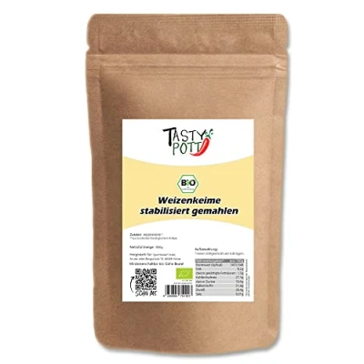 Abbildung von Tasty Pott Bio Weizenkeime gemahlen stabilisiert I Vegane Ernährung Weizenkörner Weizenmehl Zum Backen Eiweiß Aminosäuren Naturprodukt Im Beutel 1000g