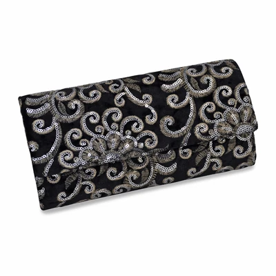 Abbildung von Steuer Abendtasche &quot;Schwarzer Samt mit Pailetten Ornamenten&quot;