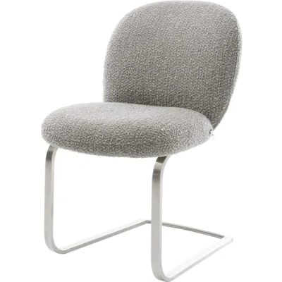 Abbildung von Freischwinger Nube Flex Bouclé Silbergrau flach Edelstahl Taschenfederkern