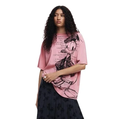 Abbildung von Desigual Donald DUCK Tshirt print, Damen, Größe: Small, Pink