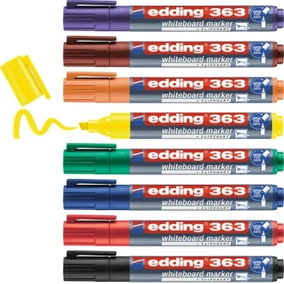 Abbildung von edding 363 Whiteboardmarker Set bunte Farben 8 Whiteboard Stifte Keilspitze 1 5 mm Boardmarker abwischbar für Whiteboard, Flipchart, Magnettafel, Memoboard Sketchnotes nachfüllbar