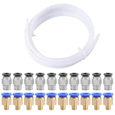 Abbildung von QitinDasen 5 Meter 3D Drucker PTFE Teflonschlauch, mit 10 Stück PC4 M6 Pneumatik Verbinder und M10