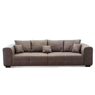 Abbildung von CAVADORE Big Sofa Mavericco inkl. Kissen / XXL Couch mit tiefen Sitzflächen und modernem Design 287 x 69 108 Lederoptik braun