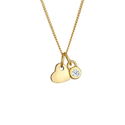 Abbildung von Elli DIAMONDS Halskette Damen Herz Solitär mit Diamant (0.03 ct) in 585 Gelbgold