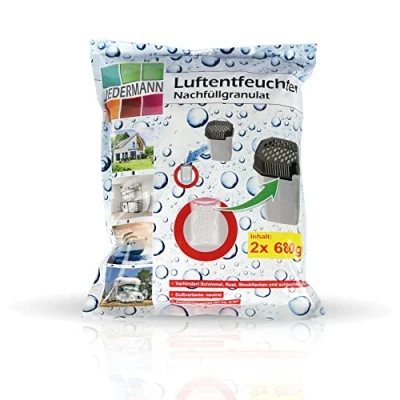 Abbildung von Bestlivings Luftentfeuchter Raumentfeuchter mit Ausgießfunktion, für 55 m3 Räume, Tank 0,50 l, inkl. Granulat Entfeuchter wiederverwendbar