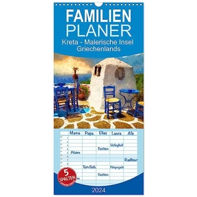 Abbildung von Familienplaner 2024 Kreta Malerische Insel Griechenlands mit 5 Spalten (Wandkalender, 21 cm x 45 cm) CALVENDO: Rundreise über die griechische gemalt in Acrylfarben (CALVENDO Orte)