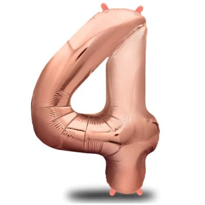 Abbildung von envami® Folienballon Zahl Geburtstagsdeko Rosegold 100cm Deko zum Geburtstag Luftballon Zahlen Dekoration Happy Birthday Mädchen Fliegt mit Helium (Zahl 4)