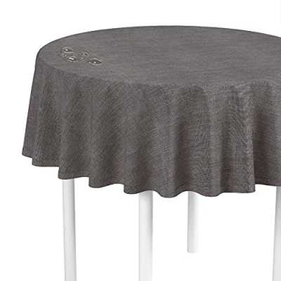 Abbildung von LILENO HOME Tischdecke rund abwaschbar [160 cm rund] in Stone Gesäumte Polypropylen Gewebe wasserdicht mit Fleckschutz