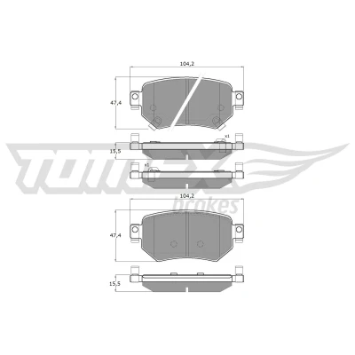 Abbildung von TOMEX brakes TX 18 70 Bremsbelagsatz Hinterachse mit akustischer Verschleißwarnung MAZDA: 6 Kombi, Limousine, Kasten / Kombi