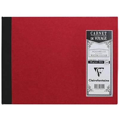 Abbildung von Clairefontaine 96041C Reisealbum (mit Leinenbindung, Aquarellpapier, 170g, Torchon, DIN A5, 14,8 x 21 cm, 60 Blatt, ideal für Reisen, robust und elegant) rot