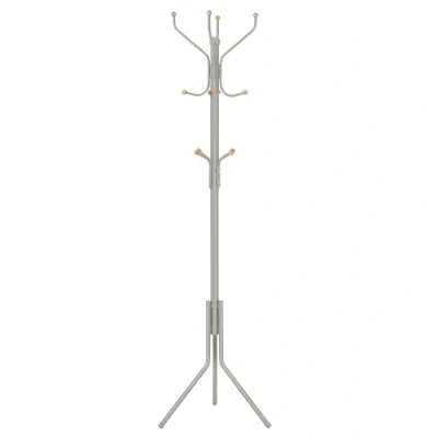 Abbildung von SONGMICS Garderobenständer aus Metall, stabiler Kleiderständer, Garderobe, für Kleidung, Taschen und Hüte, Höhe 182 cm, mit 12 Haken, cappuccinobeige RCR019K01
