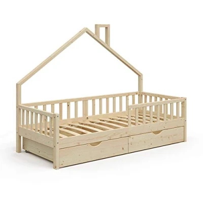Abbildung von VitaliSpa® Hausbett Noemi, Naturholz, 90x200 cm mit 2 Schubladen
