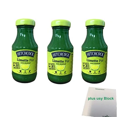 Abbildung von Hitchcock Limette Pur 3er Pack (3x200ml Flasche) + usy Block