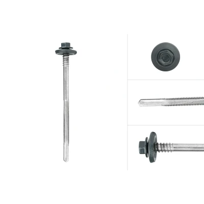 Abbildung von Schrauben für sandwichplatten verzinkt Anthrazit 6,3 x 100 mm Karton mit Stück