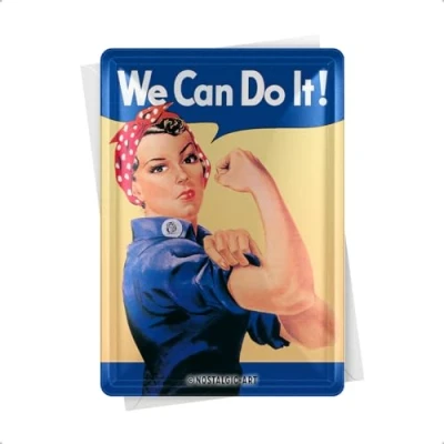 Abbildung von Nostalgic Art Retro Blechpostkarte, 10 x 14 cm, We can do it Geschenk Idee für Frauen, Postkarte aus Metall, Mini Blechschild als Grußkarte