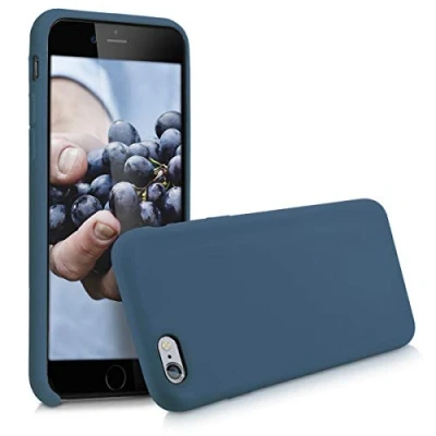 Abbildung von kwmobile Hülle kompatibel mit Apple iPhone 6 / 6S Silikon Handy Case Handyhülle weiche Oberfläche kabelloses Laden Dunkelblau