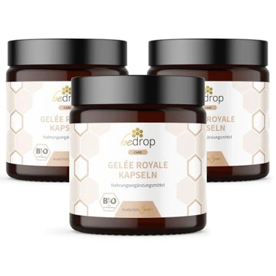 Abbildung von bedrop Gelée Royale Kapseln Bio Qualität 3x 60 (180 Kapseln), 1 Kapsel = 980 mg pures Gelee Royal, 10 HDA Gehalt