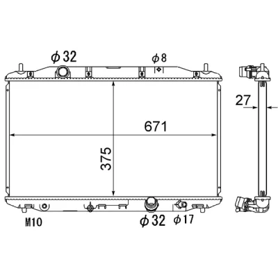 Abbildung von MAHLE ORIGINAL CR 1895 000S Kühler, Motorkühlung 671 375 27 Schaltgetriebe Kühlrippen gelötet HONDA: CIVIC 8 Hatchback