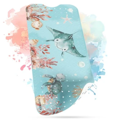 Abbildung von SilverRack Badewannenmatte Kinder rutschfest [100x40cm] Antirutschmatte Badewanne BPA frei Badematte für Baby &amp; Antirutsch Matte Bath Mat Rochen Unterwasserwelt Grün