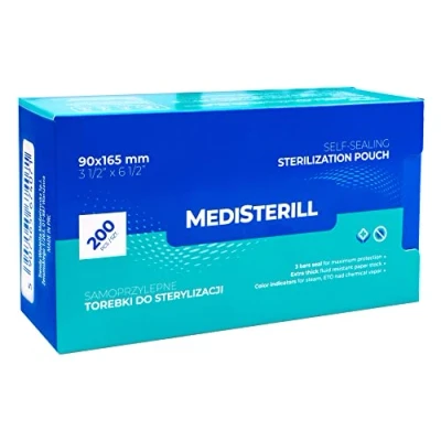 Abbildung von 200 Stück Selbstdichtender Sterilisationsbeutel, PVC Dentalsterilisationsbeutel Beutel Autoklaven Sterilisatorbeutel für Reinigungswerkzeuge (9x16,5 cm)