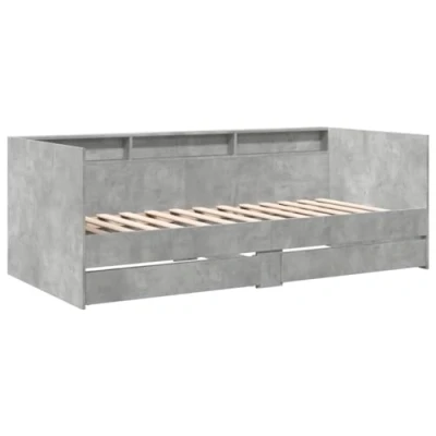 Abbildung von vidaXL Tagesbett, Gästebett mit 2 Schubladen Rollen, Schlafsofa für Schlafzimmer, Bettsofa Sofabett Daybed Bett, Betongrau 75x190cm Holzwerkstoff