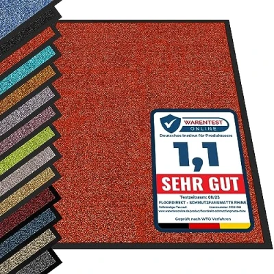Abbildung von etm® Schmutzfangmatte Fußmatte in vielen Größen Türmatte Fußabstreifer für Haustür innen und außen (Rot, 60x90 cm)