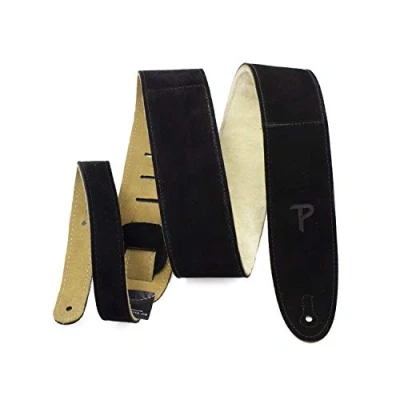 Abbildung von Perri&#039;s Leathers Ltd. Gitarrengurt Einstellbare Länge Schafslederpolsterung Schwarz Made in Canada (DL325S 202).
