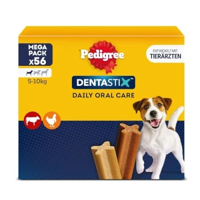 Abbildung von Pedigree DentaStix Daily Oral Care Zahnpflegesnack für kleine Hunde Hundeleckerli mit Huhn &amp; Rindgeschmack jeden Tag 1 x 56 Stück