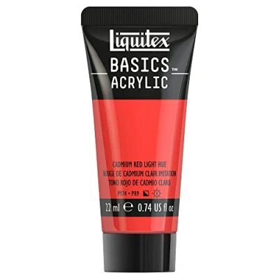 Abbildung von Liquitex 8870450​ Basics Acrylfarbe Kadmiumrot Hell Farbton​, 22ml Tube, lichtecht, wasserfest, zum Malen und Dekorieren von Holz, Metall, Keramik, Kunststoff, Leinwand