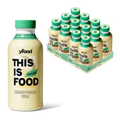 Abbildung von yfood Drink Vegan Vanilla, Leckere, vegane Trinkmahlzeit für unterwegs, THIS IS FOOD Drink, 26g Protein, 26 Vitamine und Mineralstoffe, 3,00 Pfand inkl., 12 x 500ml, Geschmack Vanille