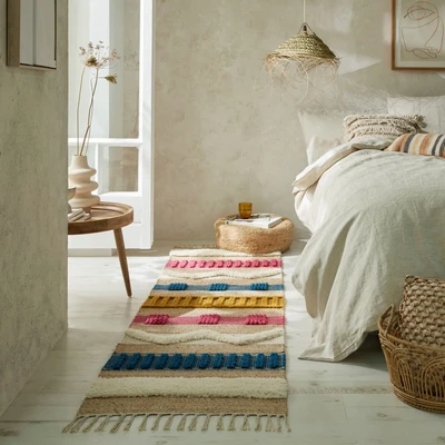 Abbildung von FLAIR RUGS Läufer &quot;Medina&quot;, rechteckig, Boho Look, aus Naturfasern wie Wolle &amp; Jute, Teppichläufer