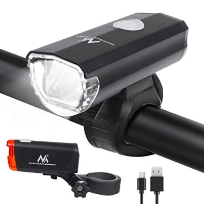 Abbildung von Maclean Fahrradbeleuchtung MCE312, 30 Lux Lichtstärke, Wiederaufladbar [USB], StVZO Zugelassen