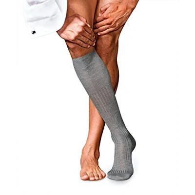 Abbildung von Falke NO. 10 PURE FIL D ́ÉCOSSE Luxury LINE Kniestrümpfe, Herren, Größe: 43/44, Light greymel