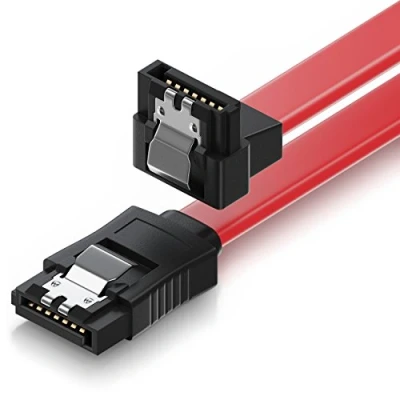 Abbildung von deleyCON 0,5m SATA 3 Datenkabel mit Clip 1x Winkel 90 Grad S ATA Computer Kabel