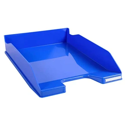 Abbildung von Exacompta 113279D Premium Briefablage Combo Midi DIN A4. Idealer Briefkorb für Ihre Organisation. Robuster und stapelbarer Ablagekorb eisblau glänzend