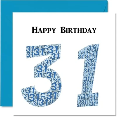 Abbildung von Lustige Geburtstagskarte zum 31. Geburtstag für Männer Shapecloud Happy Birthday Karte Vater, Mutter, Sohn, Tochter, Bruder, Schwester, Onkel, Tante, Cousin, 145 mm x Grußkarten,