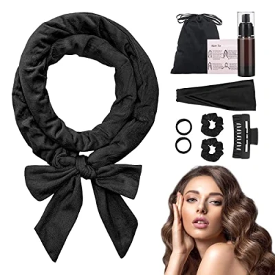 Abbildung von NCKIHRKK 9er Pack Lockenwickler Locken ohne Hitze, Über Nacht, Velours Rutschfest No Heat Heatless Curls Band für Mittlere, Lange Haare, Schwarz