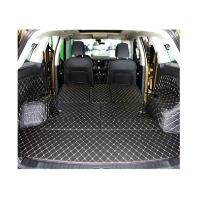 Abbildung von Kofferraumwanne Für Skoda Kodiaq 7 Sitze Leder Kofferraum Matten Wasserdichte Cargo Liner Boot Teppiche Kofferraumauskleidung (Farbe : Black with Red)