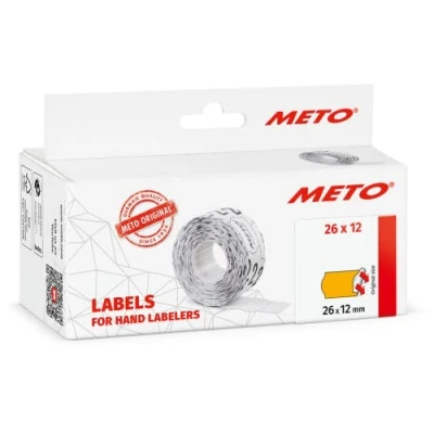 Abbildung von Meto Etiketten für Handauszeichner (26 x 12 mm, 1 zeilig, 6.000 Stück, fluor orange, permanent haftend, METO, Contact, Sato, Avery, Tovel, Samark etc.)