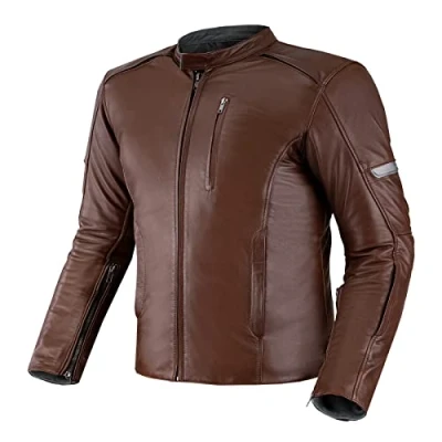 Abbildung von SHIMA HUNTER Motorradjacke Herren Vintage Biker Lederjacke Belüftet mit CE Rücken, Schulter und Ellbogen Protektoren, verstärkte Doppelnähte (Model 2022, Braun, L)